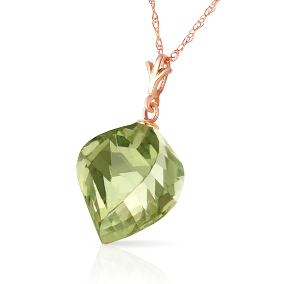 14K. NECKLACE WITH TWISTED BRIOLETTE GREEN AMETHYST (Rose Gold) - Picture 3 of 3